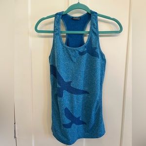 Oiselle tank top, M turquoise, wings out racerback tank, high performance knit
